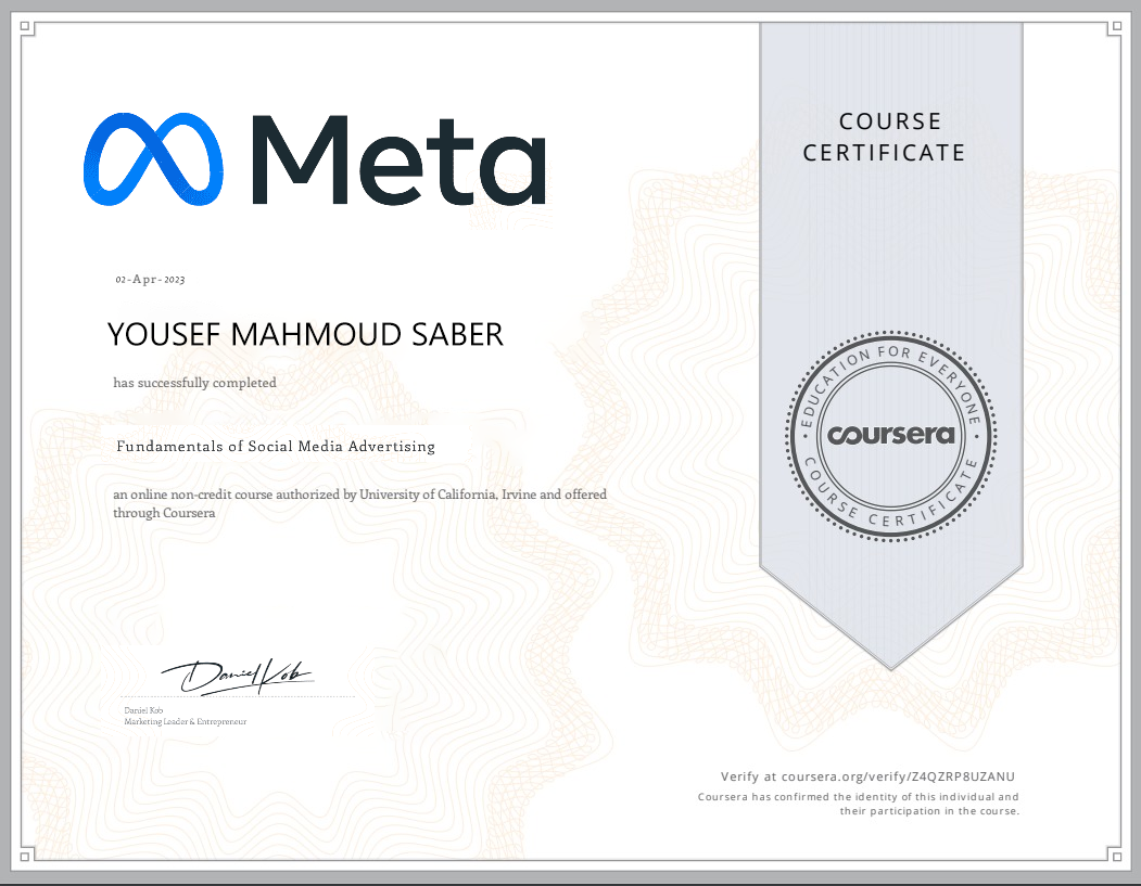 Meta Social Media Advertising Certificate
