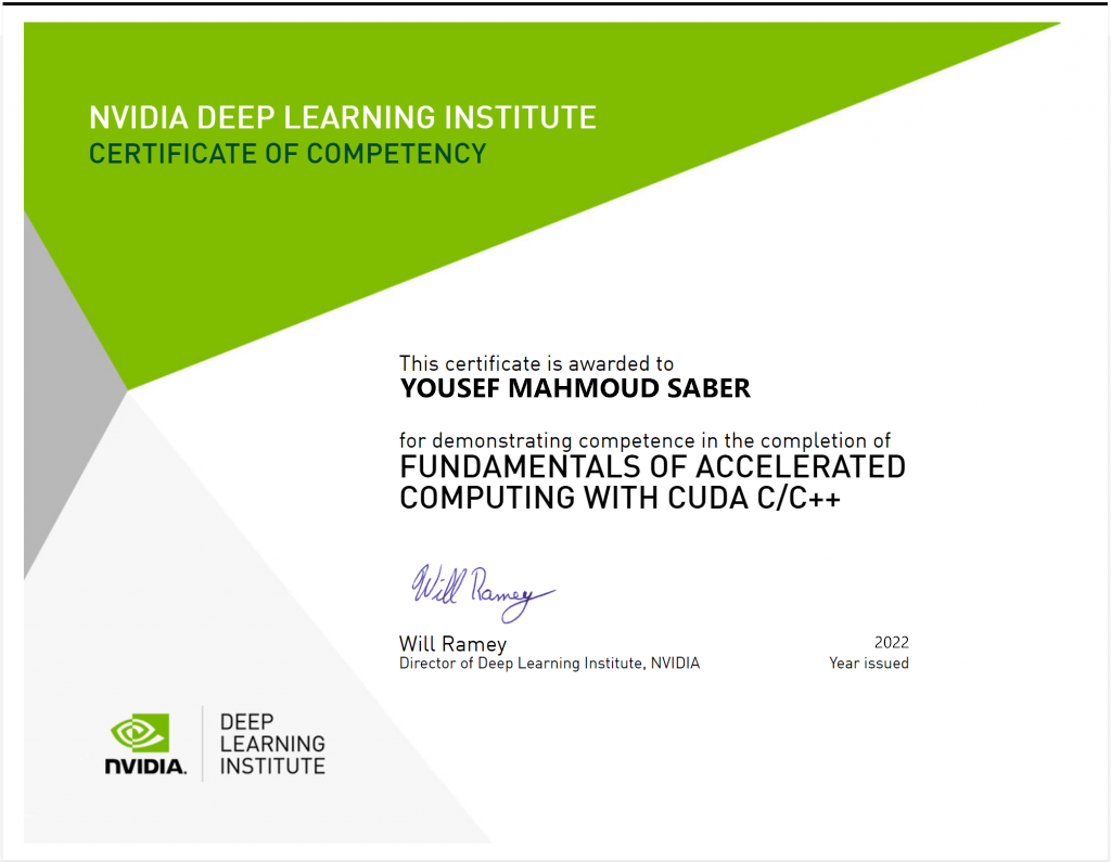 NVIDIA CUDA Certificate