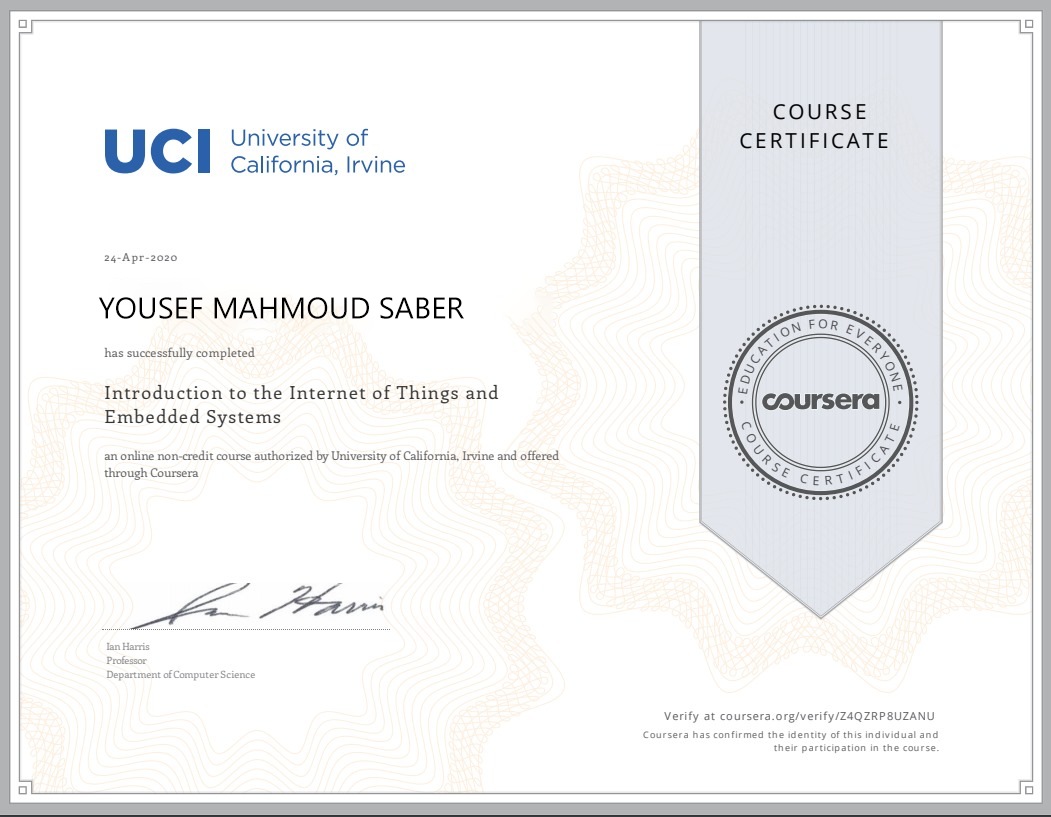 UCI IoT Certificate